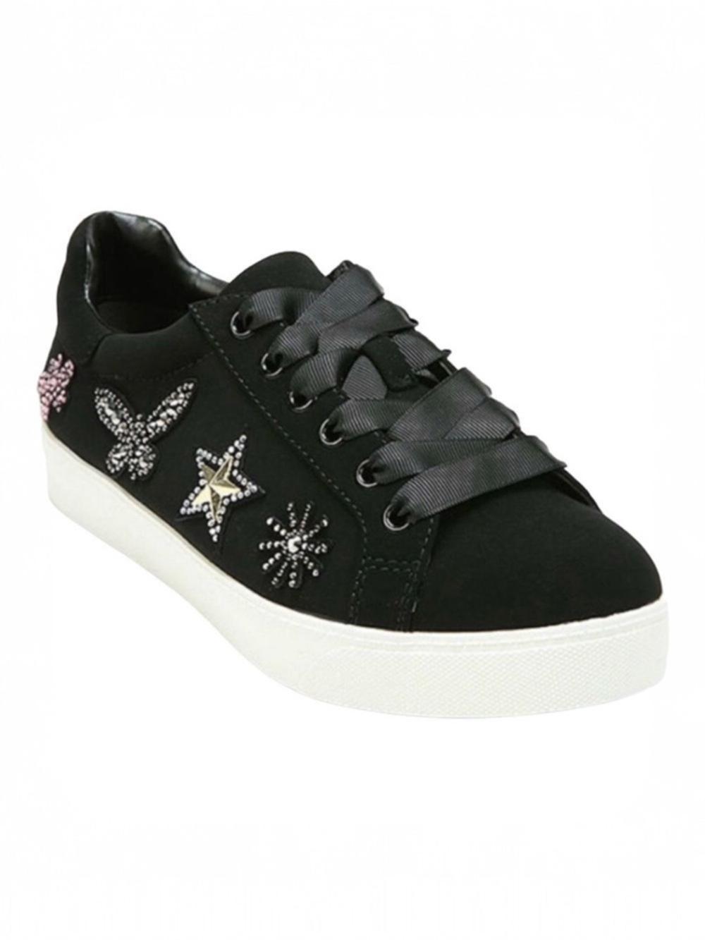 Libby Edelman Cece Black Low Top Lace Up Rhinestone‎ Sneakers Size 11